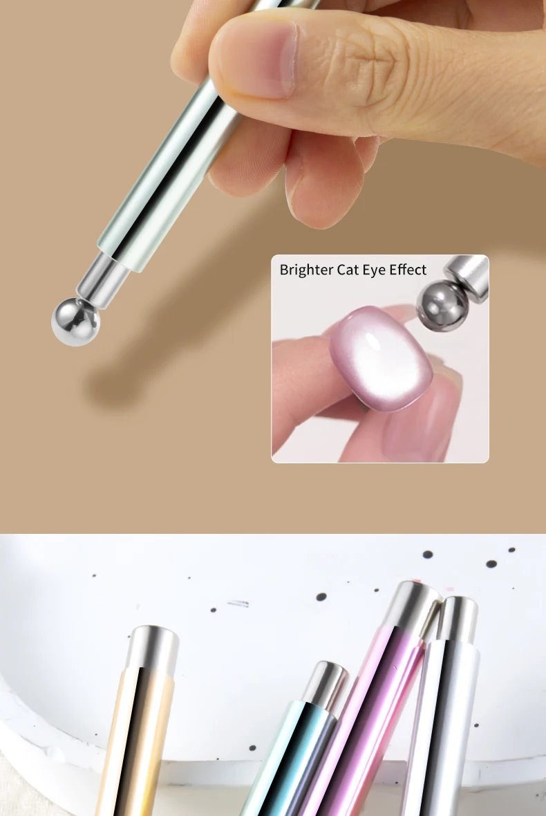 Cat Eye Nail Art Magnetisches Werkzeug Zylindrischer Stick mit Kugelmagnet Maniküre-Zubehör für Glasperleneffekte Passend für UV-Gel-Nagellack – Detail 6