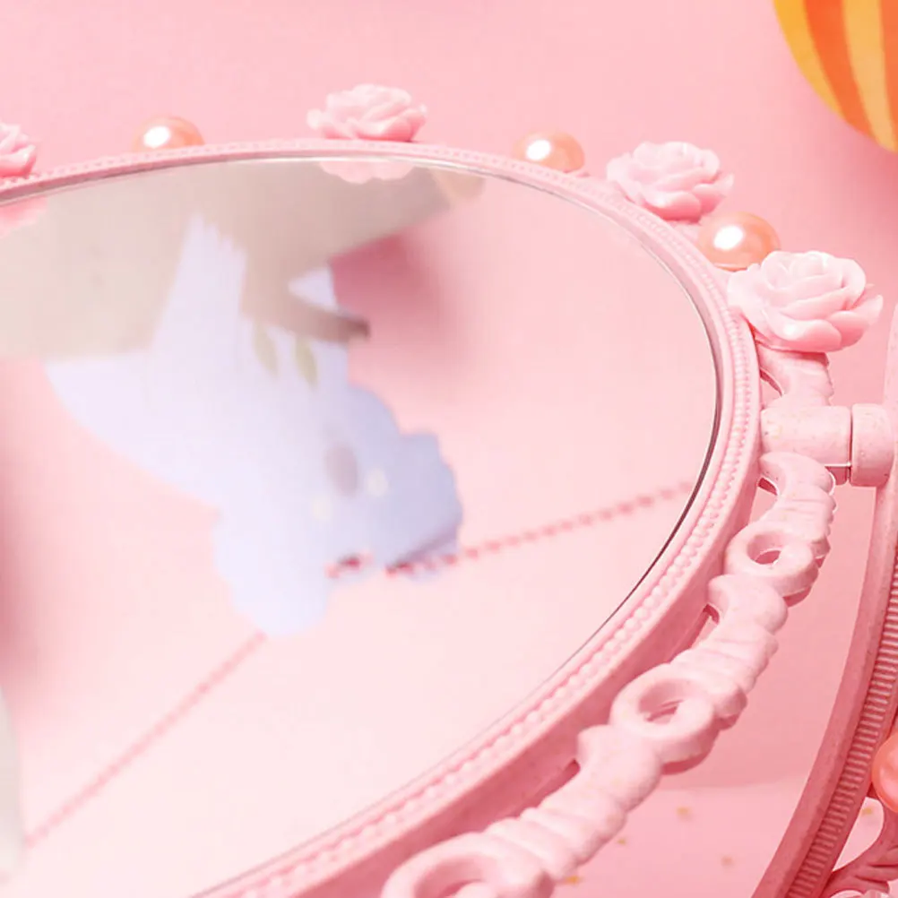 1 Uds. Espejo de corazón rosa, espejo de maquillaje portátil duradero, diseño exquisito, regalo compacto para niñas y mujeres, espejo portátil
