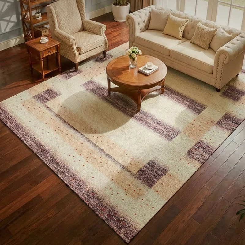 Vintage Wool Carpet Living Room Thick Handmade Simple Carpet Sofa Coffee Table Floor Mat Bedside Bedroom Rugs Cloakroom Mat