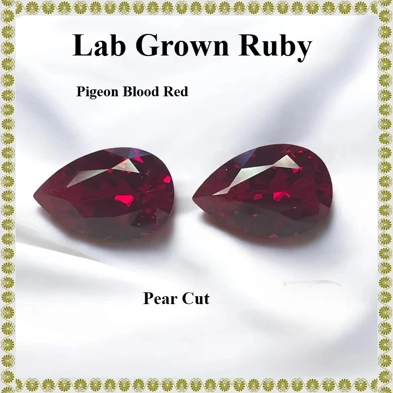 Lab Grown Ruby Pigeon Blood Red Color Loose Gemstone Bead  For Jewelry Making Main Materials Selectable Certificate