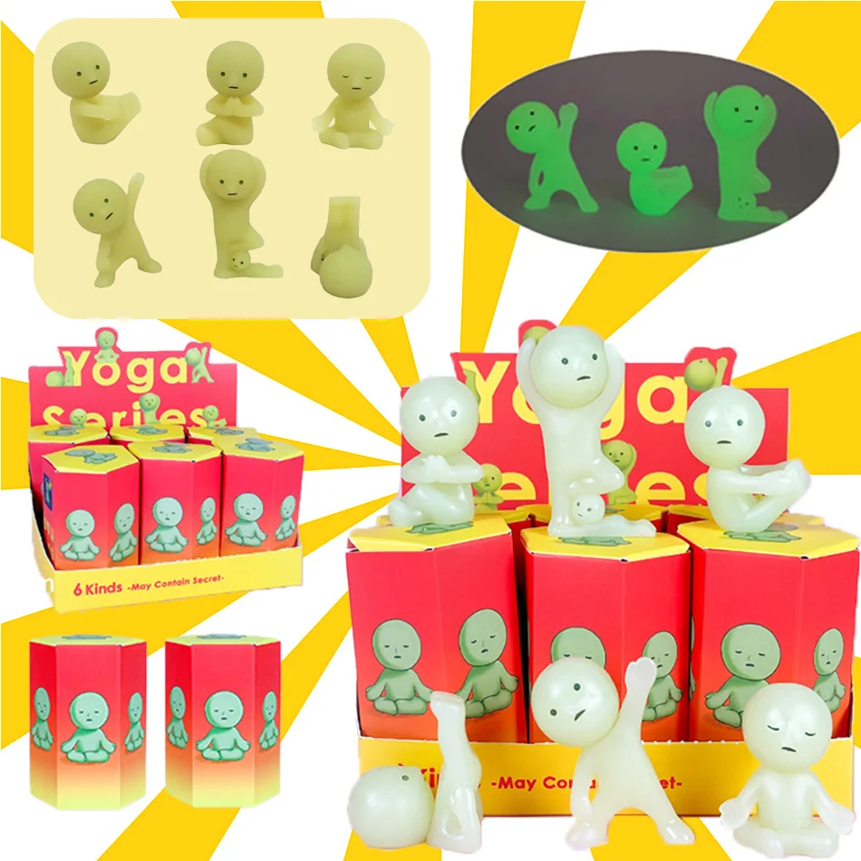 Nueva caja ciega de la serie Yoga, Mini figura bonita, decoración noctilucente, muñeca, dormitorio, serie de inodoro, modelo de juguetes de esquina, regalos
