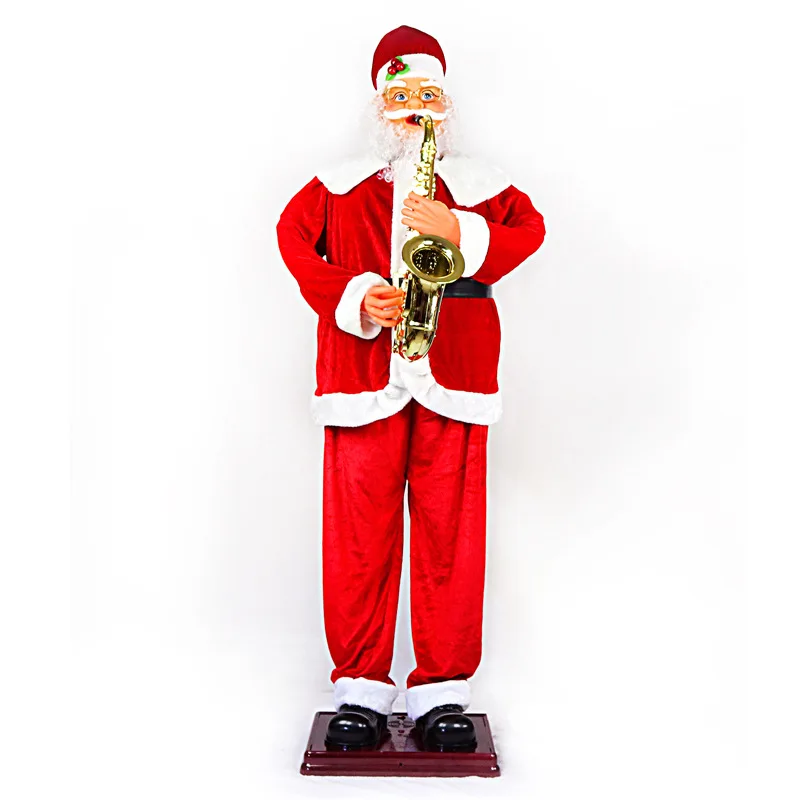 Christmas decoration electric Santa Claus 1.8 meters blowing saxophone Christmas voice control