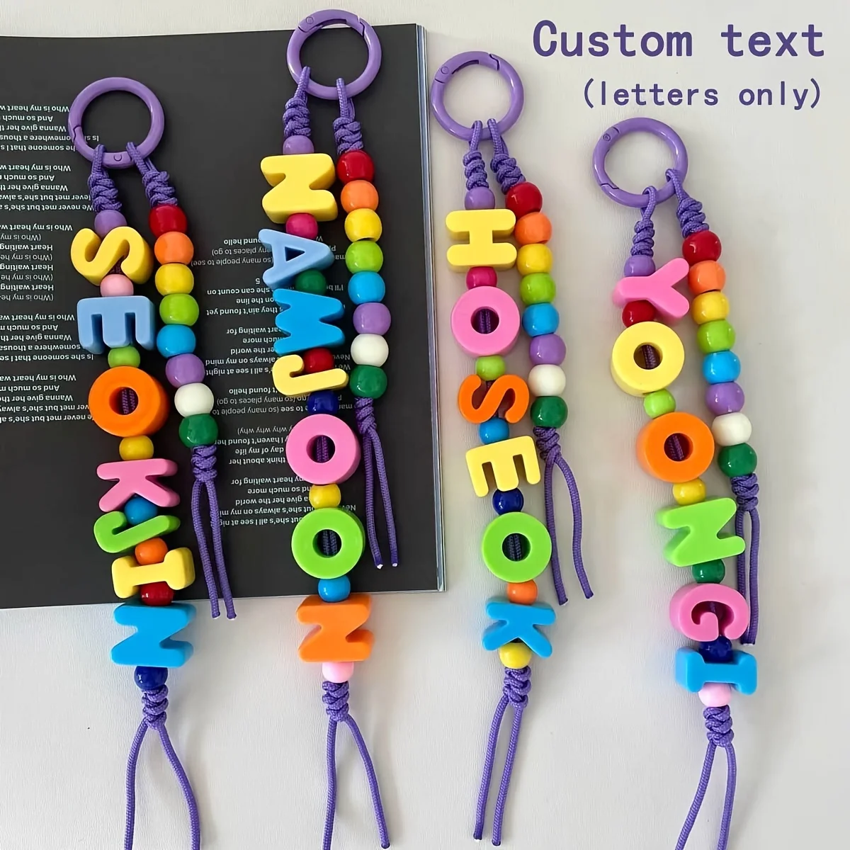 Porte-clés en acrylique personnalisé avec lettre, boucle ronde, pendentif de sac à dos personnalisé, cadeau unique et personnalisé