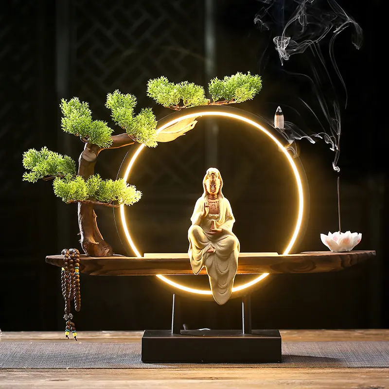 Vertical Backflow Incense Burner Buddhism Zen Electric Incense Burner Living Room Luxury Quemador Inciensos Home Decoration