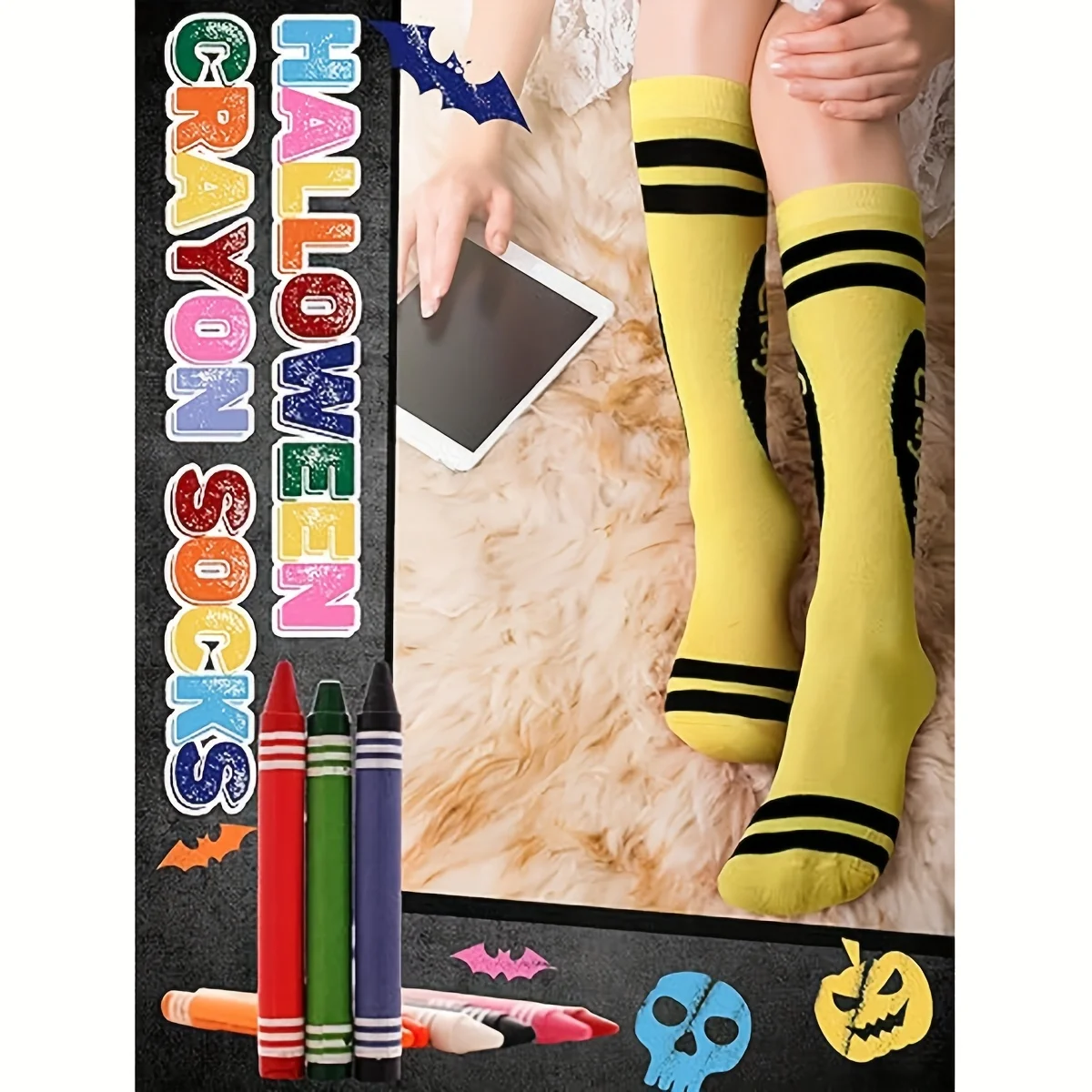 1 Paar Socken in verschiedenen Farben, Fußballsocken, Sportsocken, Basketballsocken, aus reiner Baumwolle, schweißabsorbierend, atmungsaktiv, geruchsneutral, bunte Socken, farbenfrohe, gestreifte Overknee-Socken, modisch und originell, weich und bequem, Damensocken, Socken-Accessoires, Requisiten für Kostümpartys, lange Wadensocken. – Detail 5