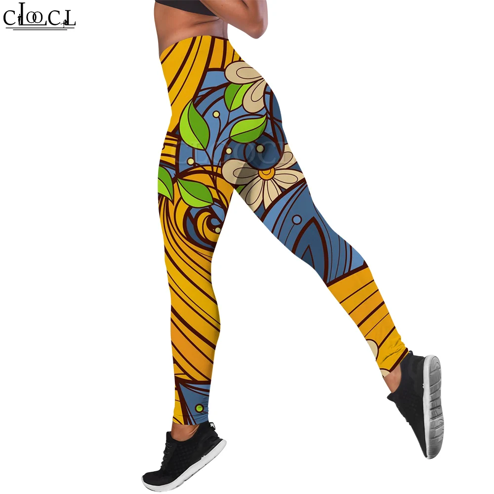 CLOOCL leggings dames yogabroek sportkleding oefening bloemenprint gymleggings hoge taille naadloze mode push-up broek