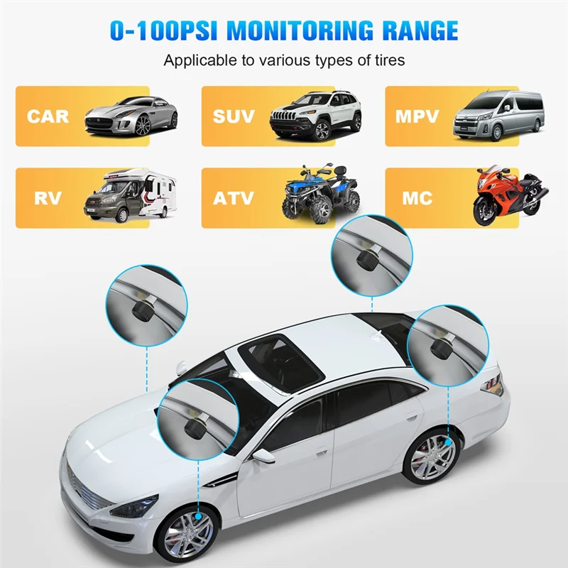 Car TPMS Tire Pressure Monitoring System Bluetooth 5.0 Mobile Phone Display Car Tyre Pressure Sensor For LOS Android