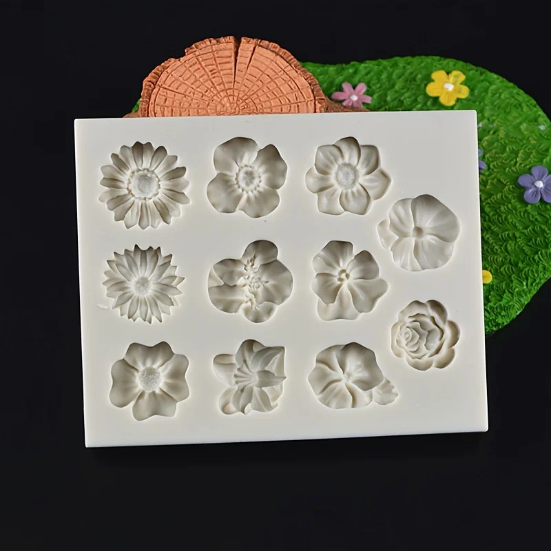 Sunflower rose flowers shape silicone mold cake DIY decoration chocolate 3D mould tools