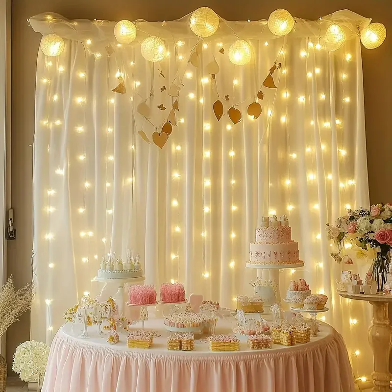 

USB Curtain String Lights 8modes Christmas Garland Festoon Led Light Fairy Wedding Holiday Party Decor Home Bedroom Decoration