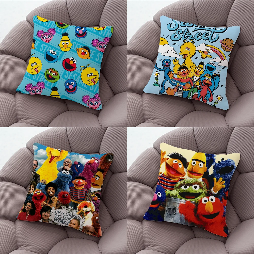 

S-Sesame Cartoon S-Street Pillow Case Pillow Case Living Room Sofa Cushion Cover Suitable For Home Bedroom Room Decoration
