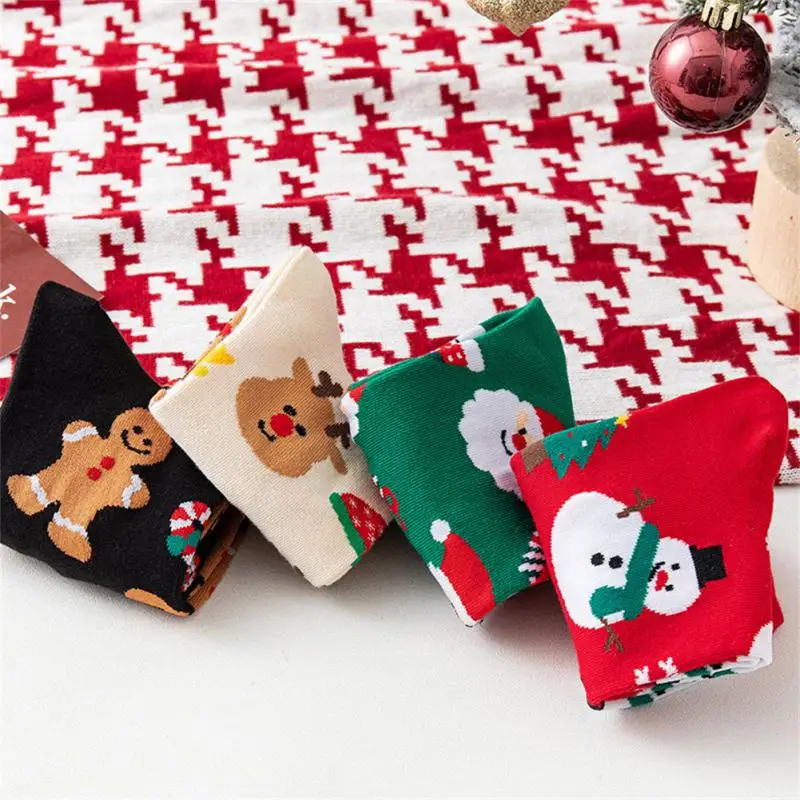 1 Pairs Christmas Socks Woman Funny Santa Claus Christmas Snowman Socks Kawaii Cartoon Animal Girl Cute Novel Christmas Gift Soc