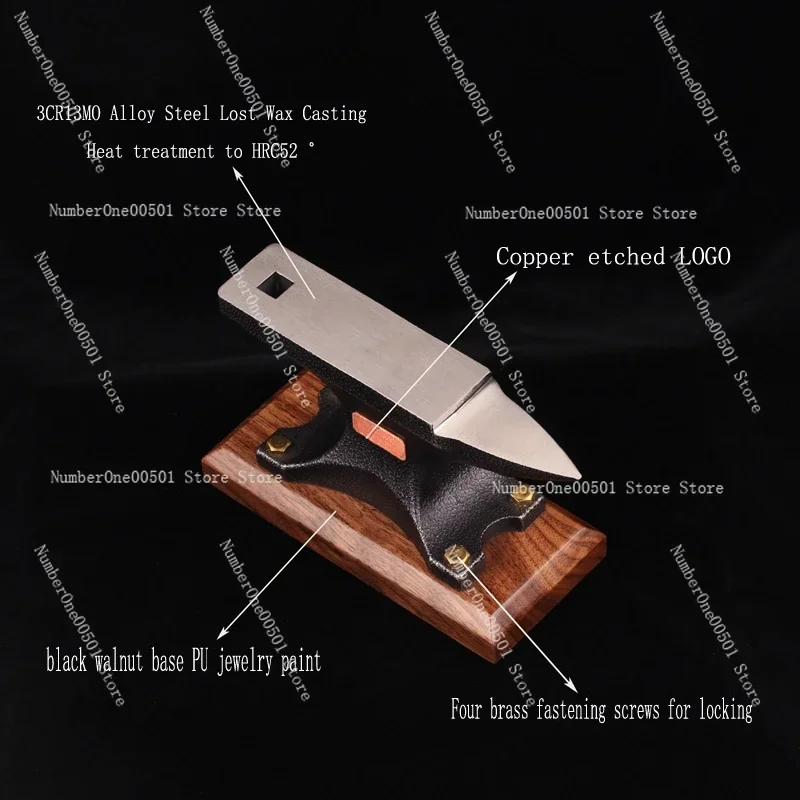 Horn Anvil Alloy Steel Forming Countertop Tool Metal Percussion Pad with Walnut Base for Gold and Silver Jewelry Making DIY