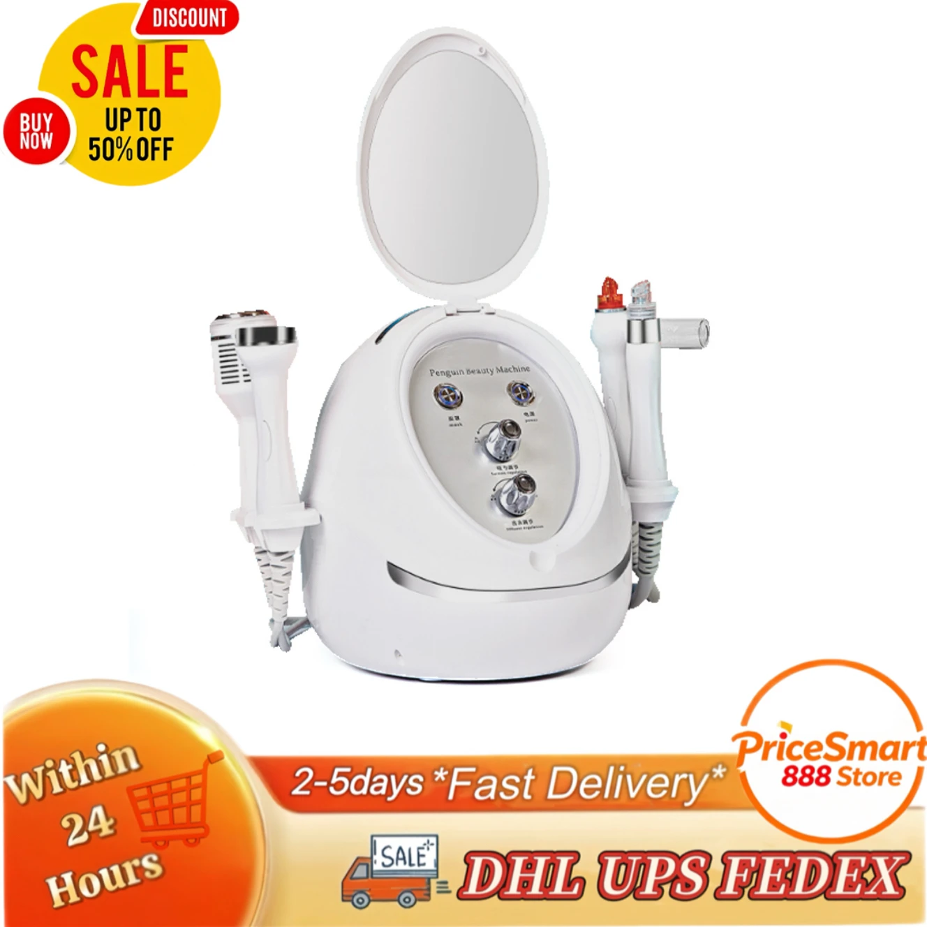 

Многофункциональный аппарат для ухода за кожей лица с 7-цветной световой маской, 5 сменными насадками, держателями для насадок, практичным зеркалом