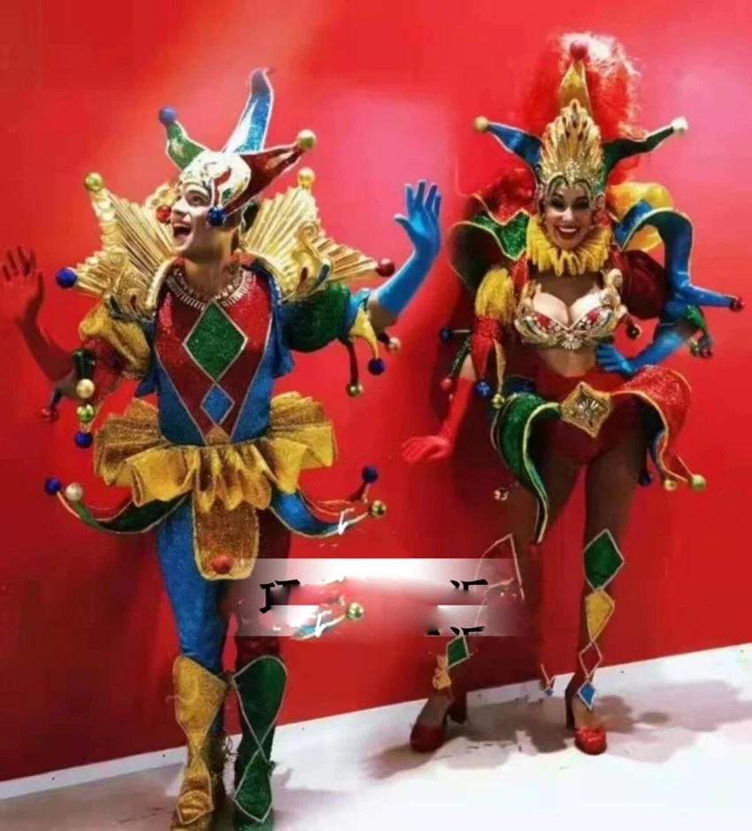 

Party Show Halloween Parade Venice Gold Clown Costumes Stage Performance cosplay party outfit Carnival event cloth