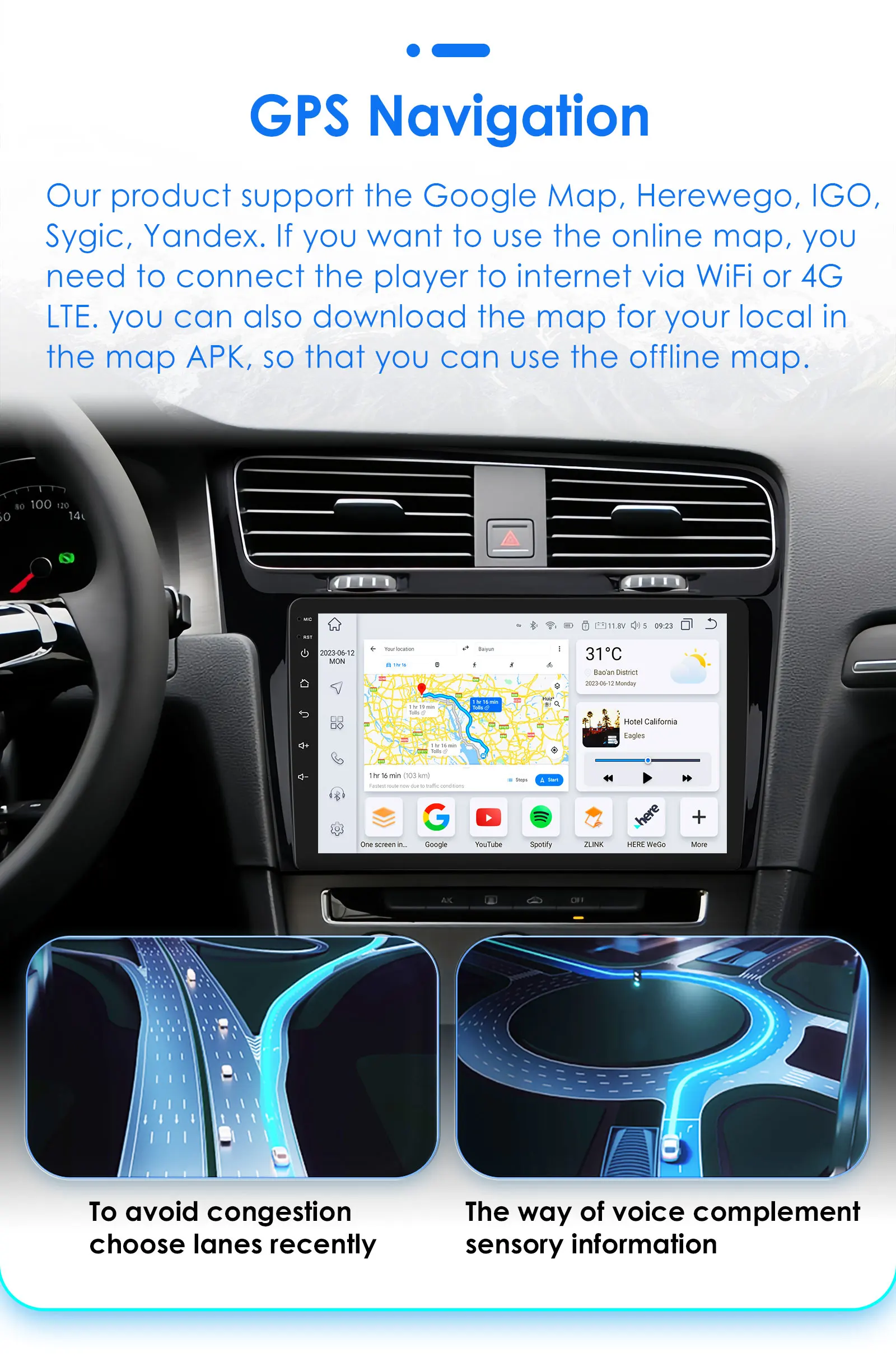 Hizpo Smart Car Intelligente Systeme für VW Golf 7 2013-2017 Multimedia GPS Player 2din Autoradio CarPlay Android Auto 2din Radio – Detail 28
