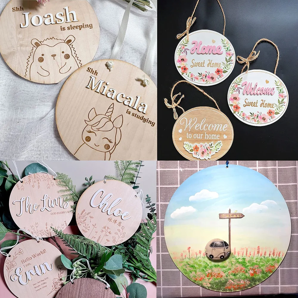 10PCS 8Inch Wood Circles for Crafts  Unfinished Blank Wooden Circle Wood Slices for Painting Holiday Decor