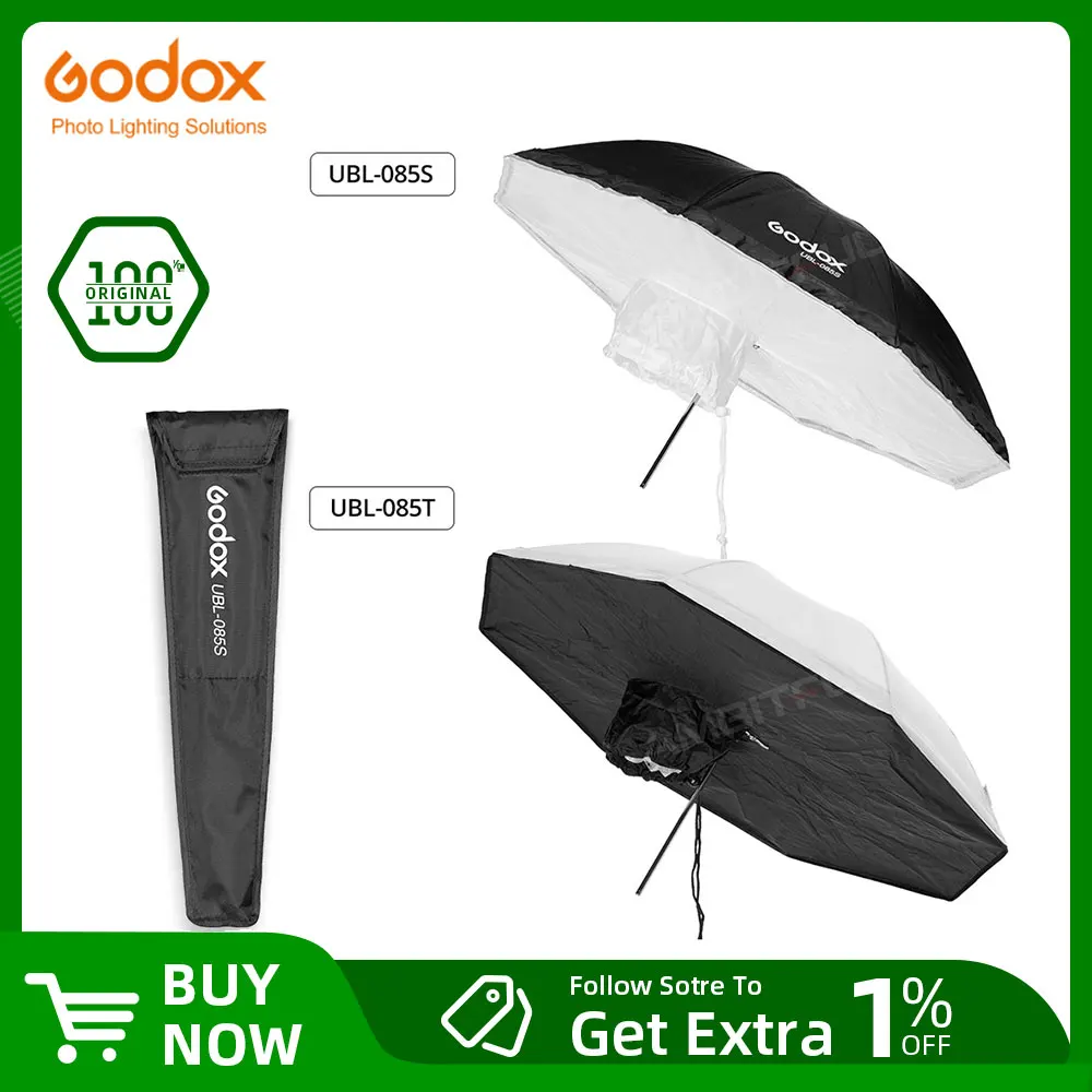 Godox UBL-085S UBL-085T 82cm Black White Reflective Lighting Light Umbrella + Diffuser Cover