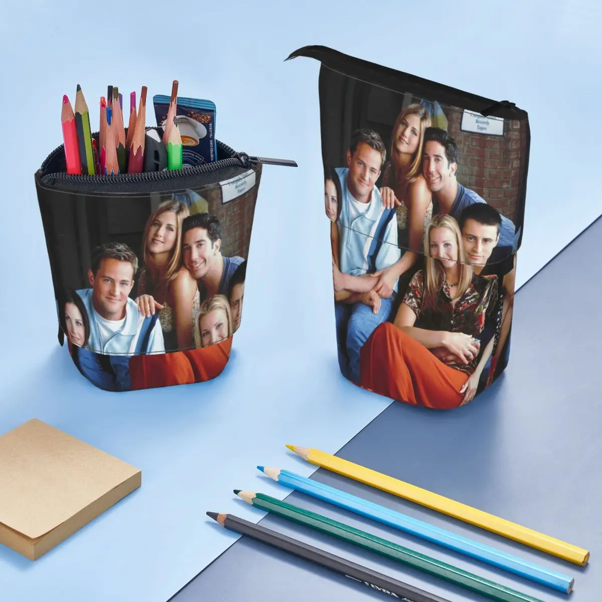 Friends Tv Show Pen Box Escola Estudante Zipper Pen Bag Criança Papelaria Bag Lápis Retrátil Vertical Pen Case