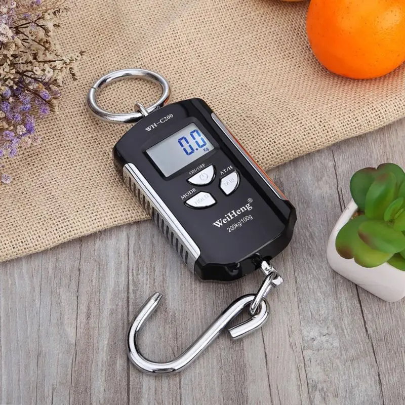 Digital Hanging Scale 200 kg/400lbs Mini Portable Crane Scale LCD Digital Electronic Hook Hanging Scale for Home Farm