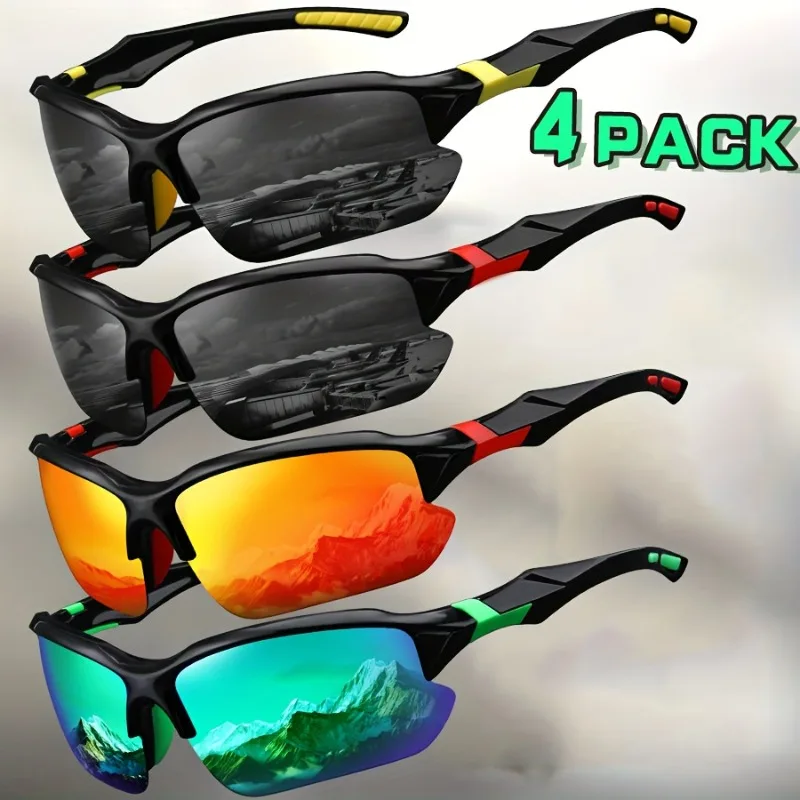 4PCS Outdoor Sport Adult Sunglasses Men Male Female Driving Eyewear UV400 Cycle Sun Glasses Women Fashion Baseball Shades