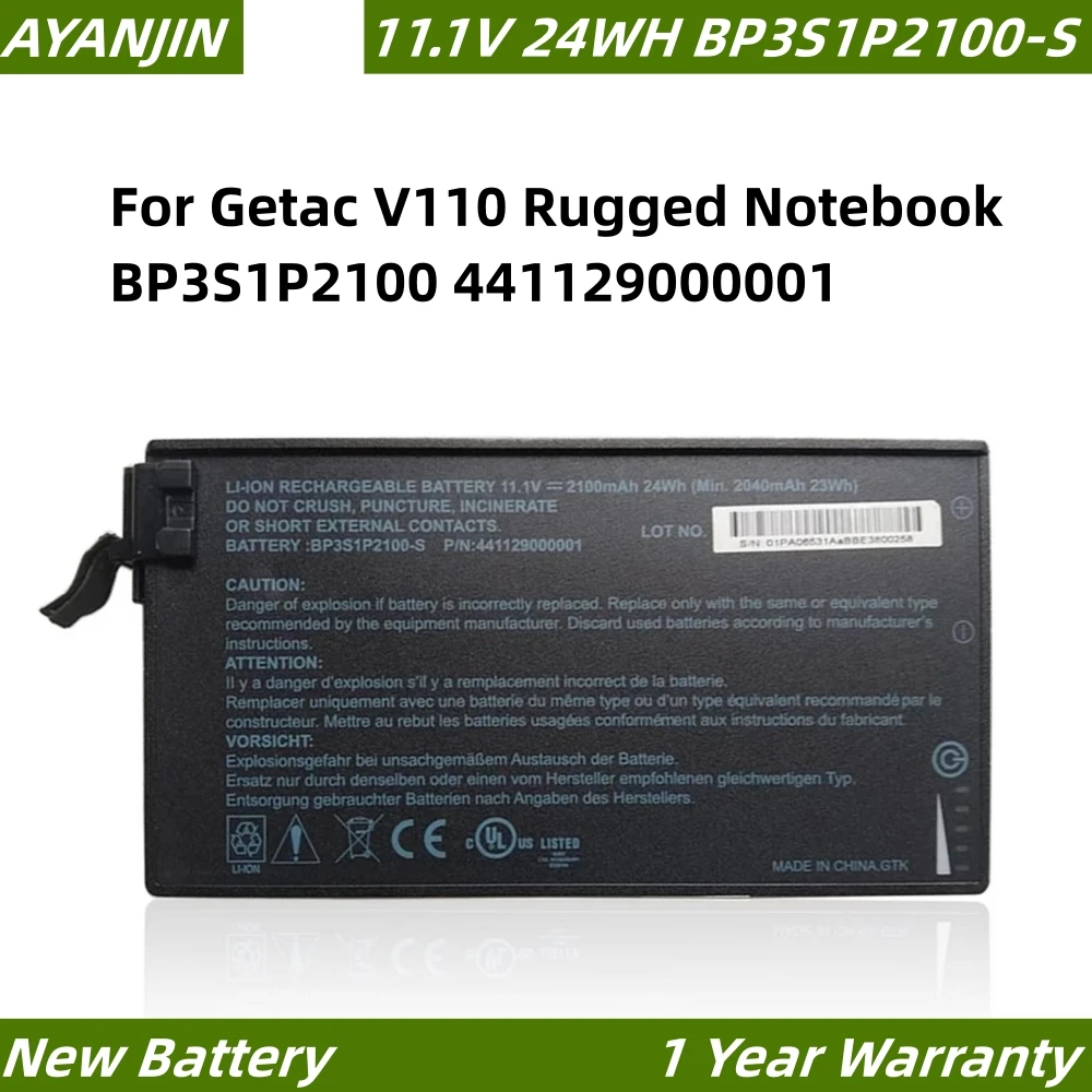 

BP3S1P2100-S 11.1V 2100mAh 24WH New Laptop Battery for Getac V110 Rugged Notebook BP3S1P2100 441129000001 3ICP6/51/61