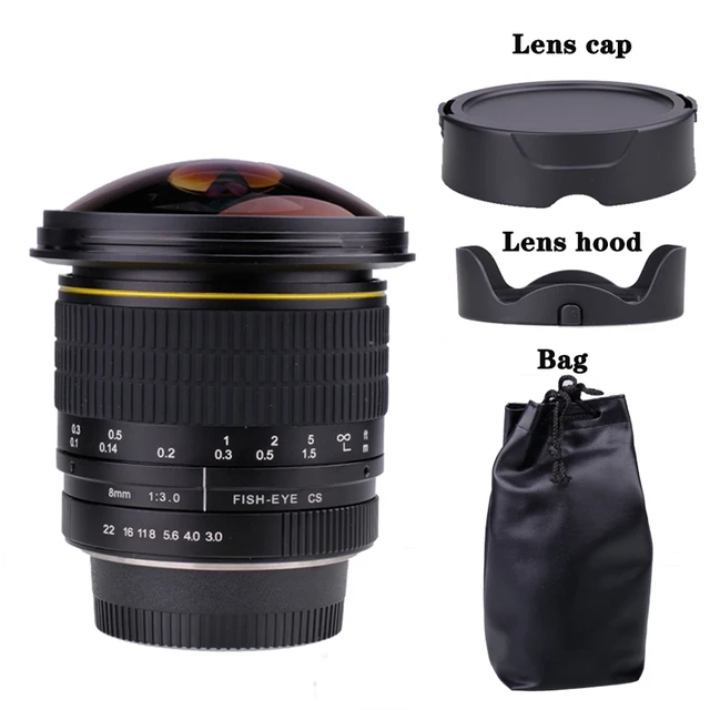 Obiektyw aparatowy 8mm F/3.0 Asferyczny, okrągły, ultra szerokokątny typu rybie oko do lustrzanek cyfrowych Canon 550D 650D 750D 77D 80D 1100D