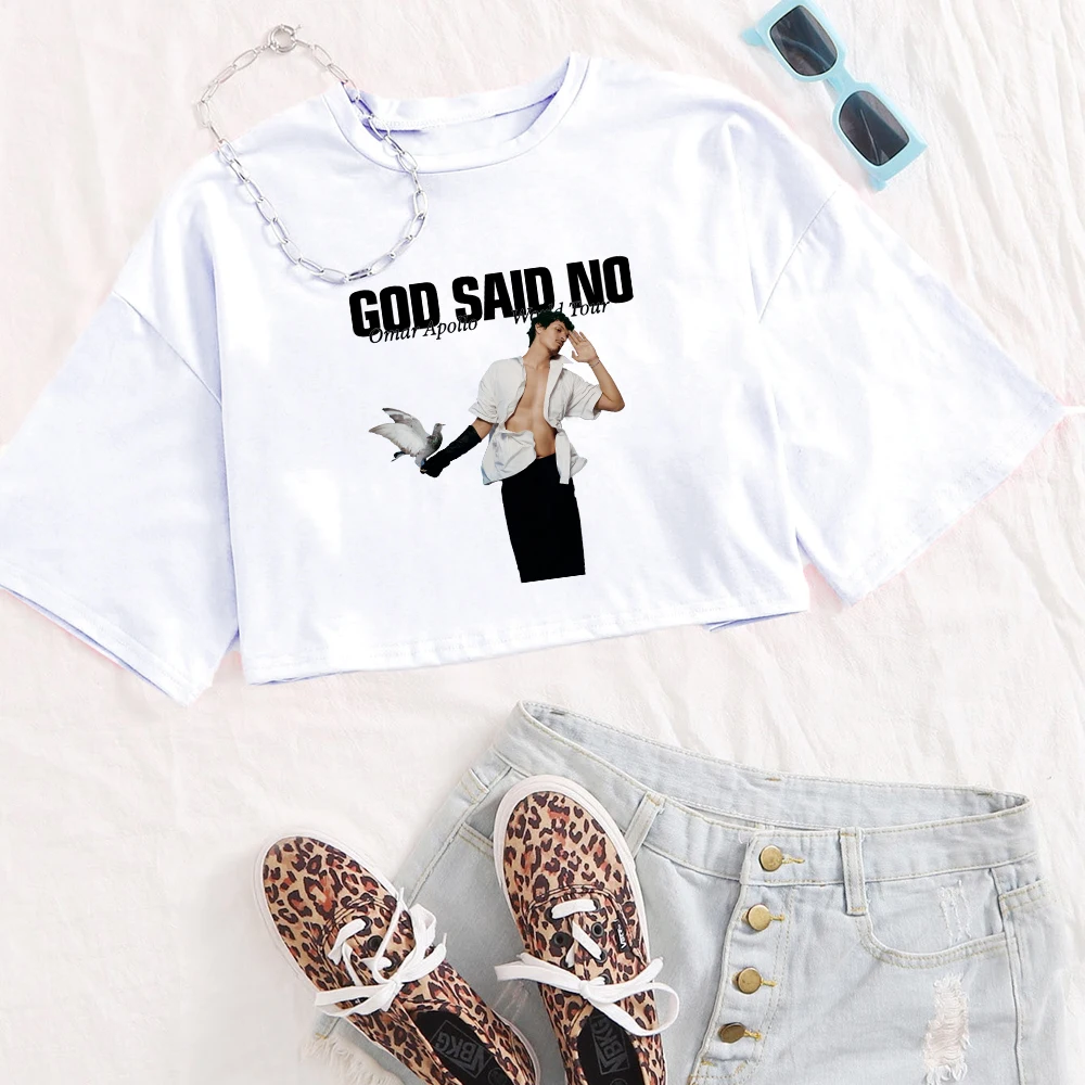 Omar Apollo God Said No 2024 Tour Shirt Women O-Neck Short Sleeves Crop Tops T-shirt Fans Gift Tops