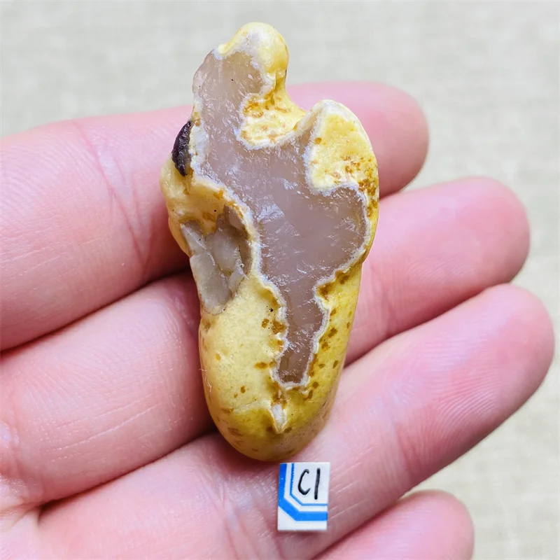 Natural Yellow Gobi Agate Lucky Stone Decoration Halloween Free Shipping