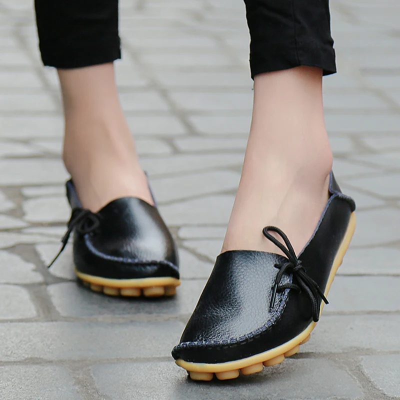

Slip On Bowtie Flats Tenis Woman Plus Size Fashion Women Flats Genuine Leather Oxford Women's Shoes Moccasins
