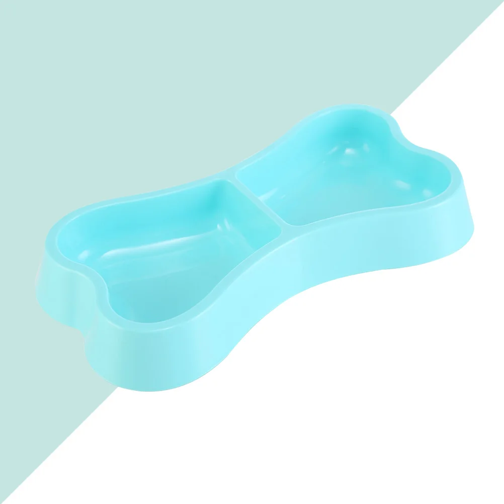 Portable Plastic Bone Shape Puppy Water Food Feeder Feeding Bowl for Cats Dogs Pet Accessories (Blue)