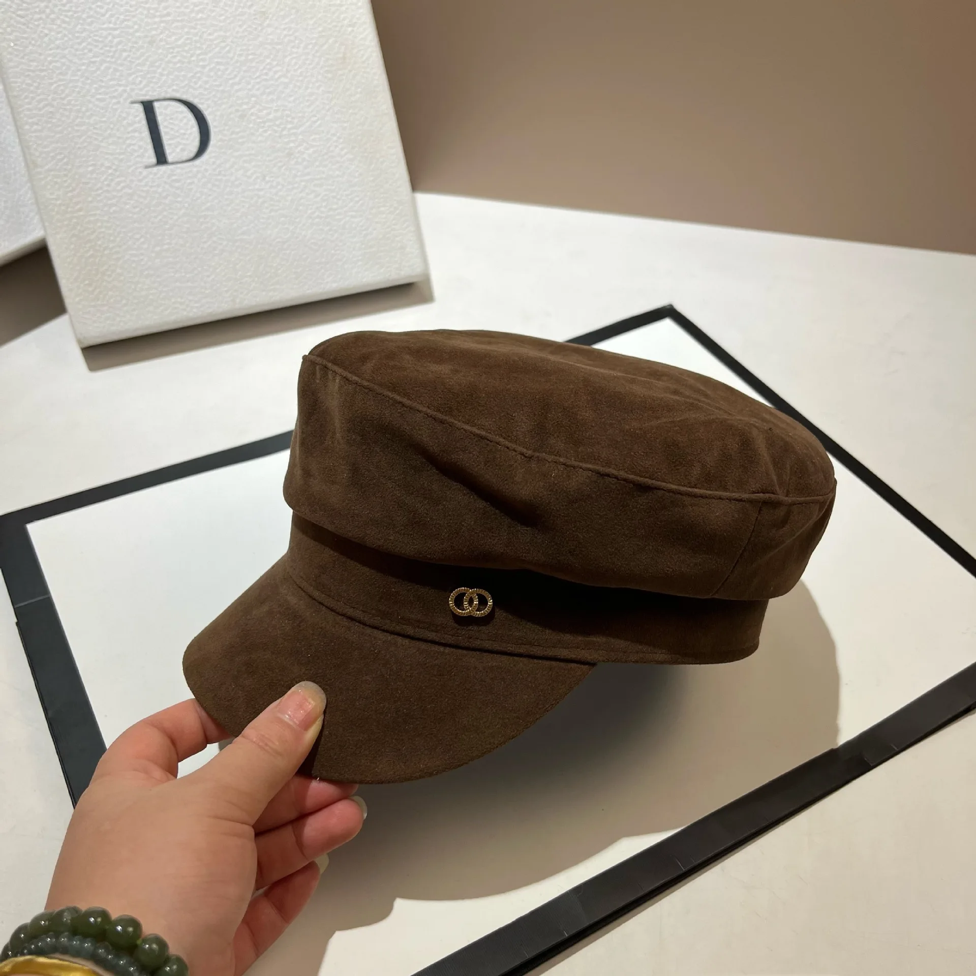 여성용 스웨이드 베레모, 2025 가을 겨울 밀리터리 & 베이커보이 캡, 빈티지 슬라우치 피크드 캡