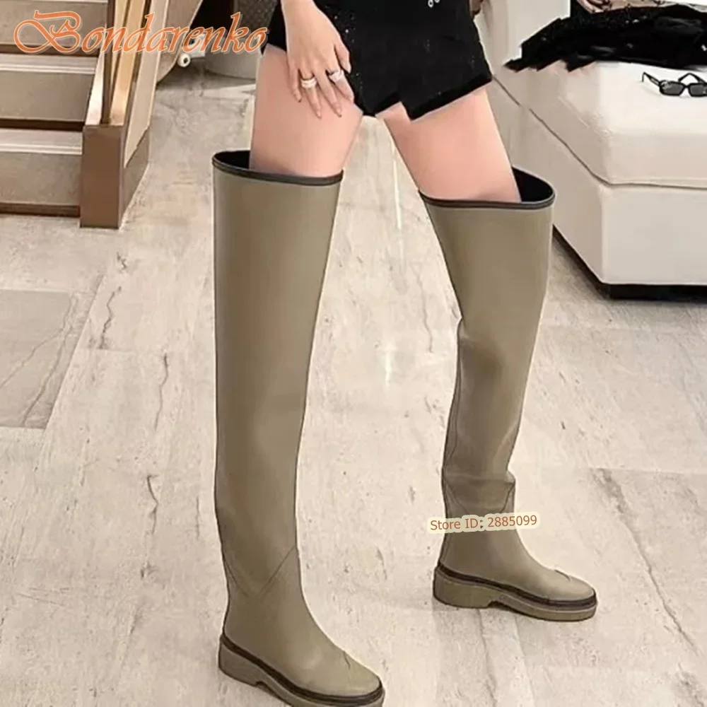 Thick Sole Rubber Boots Over The Knee Solid Slip On Women Sexy New Style Shoes Spring Autumn Designer Party Casual Fashion Boots