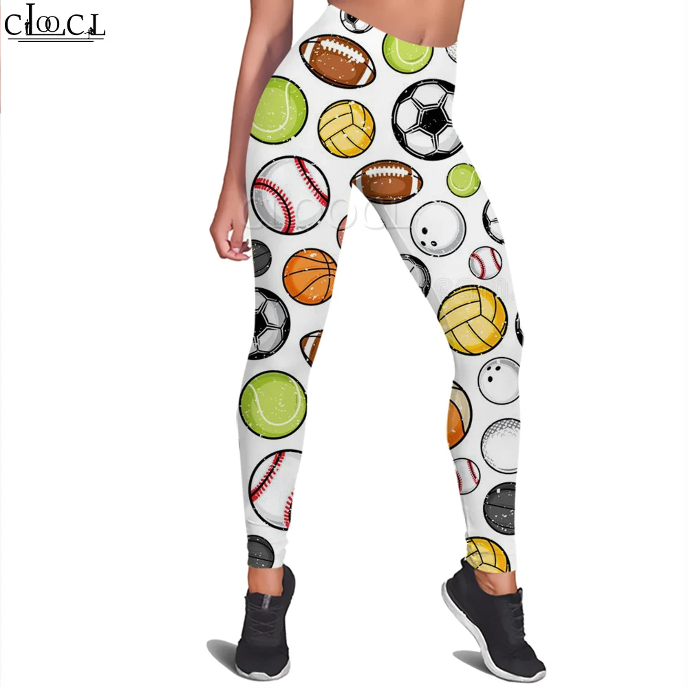 CLOOCL Women Leggings Volleyball Football Rugby Print Casual Trousers Fitness Tight Trousers Women's Sportswear Leggings