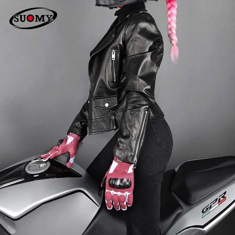 Women Retro Leather Gloves Four Seasons Non-Slip Riding Gear for Motorcycle/Motocross XS-XXL - Suomy Vintage Hand Protector