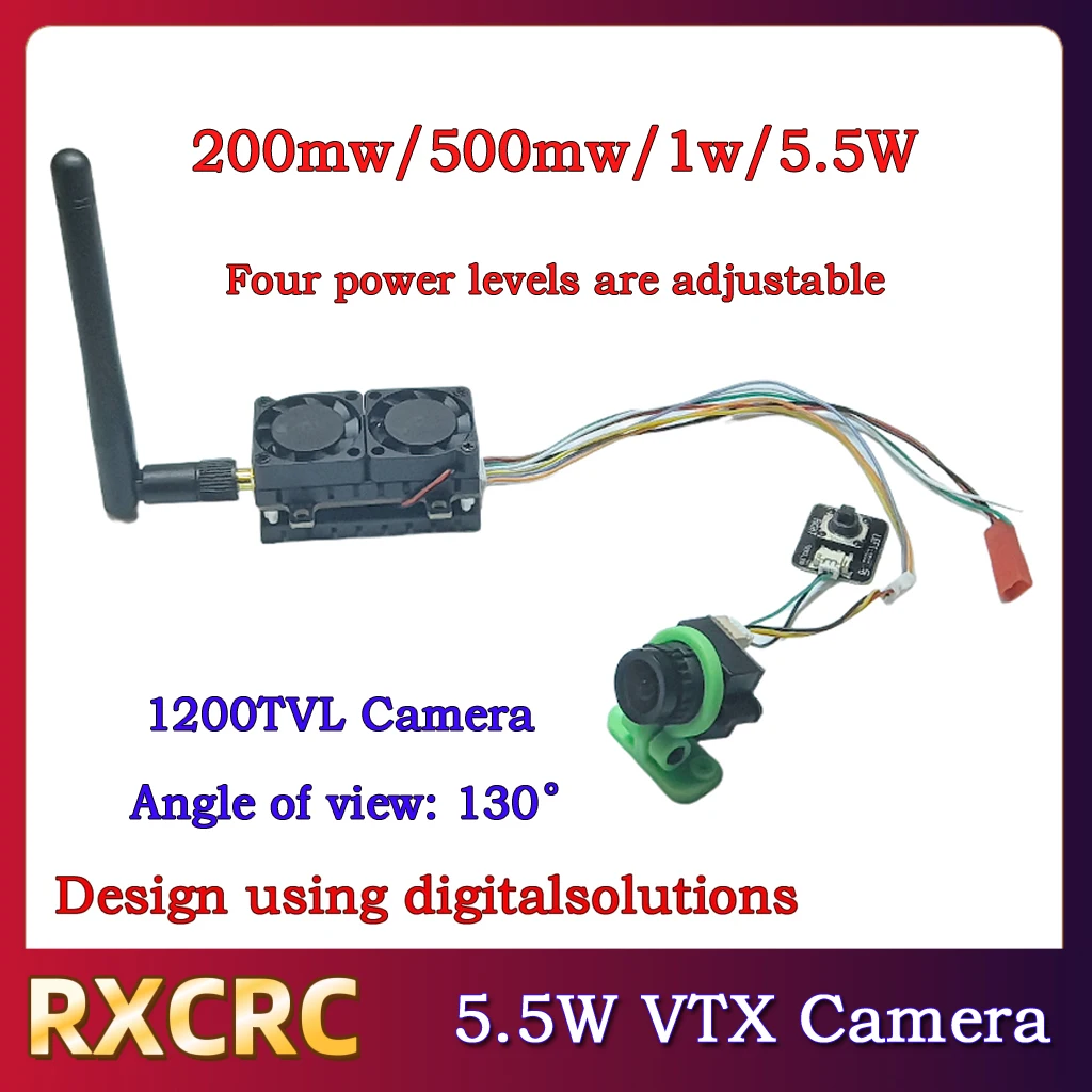 RXCRC 5.8G 5.5W Video VTX transmitter FPV1200TVL Camera 130° AND OTG Receriver 720*480/FPs  For RC Multicopter FPV Drone Part