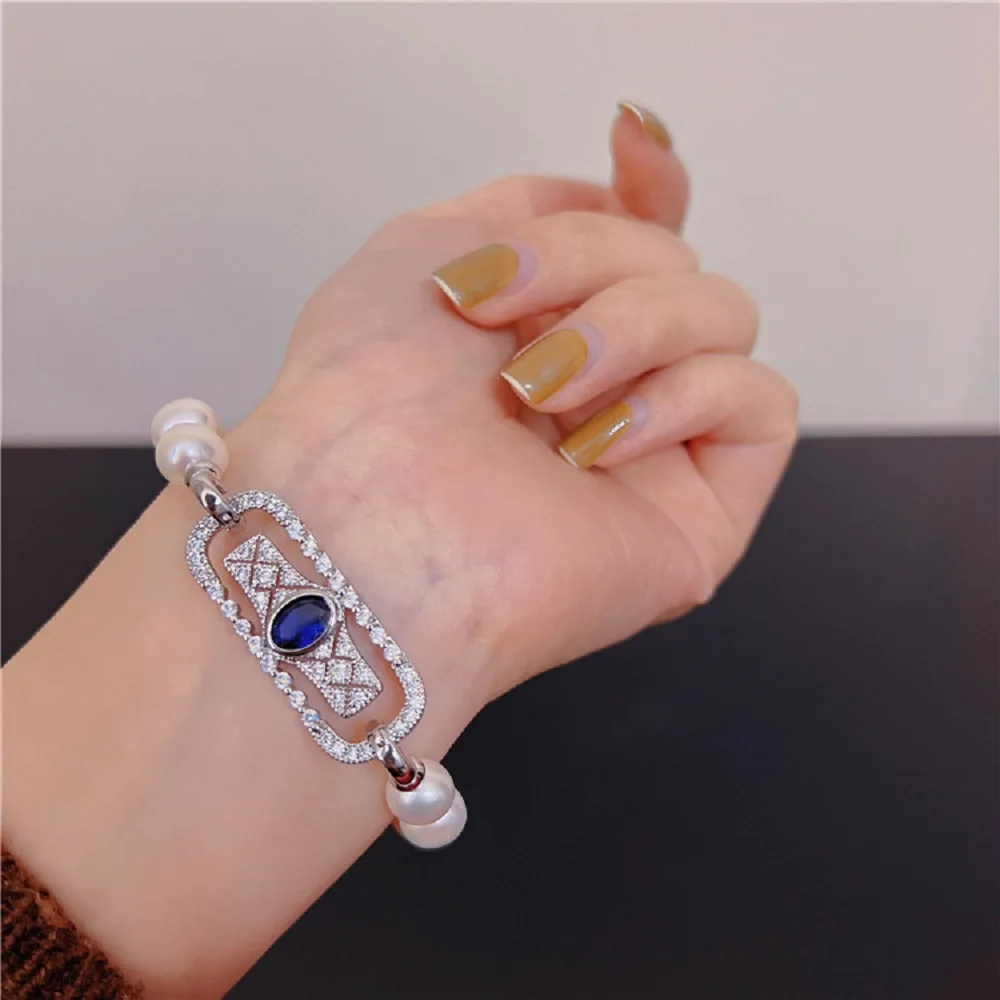 

New Natural AAAA9-10mm 10-11mm Japanese Round Pearl Bracelet 18cm-925s