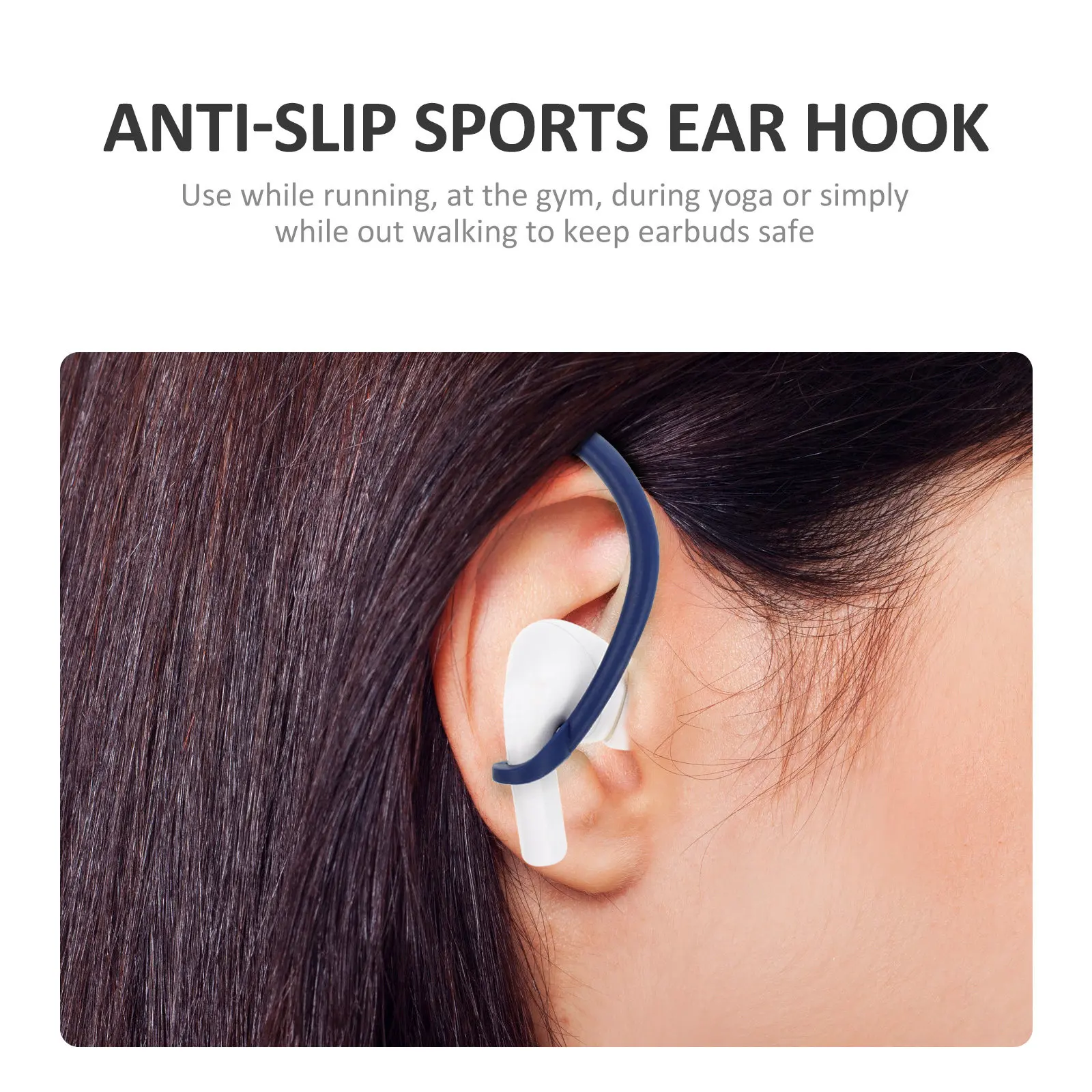 2Pairs Silicone Anti-Lost Ear Hooks for Wireless Earbuds Secure Fit Comfortable Earphone Holder for Running Gym Yoga Sports