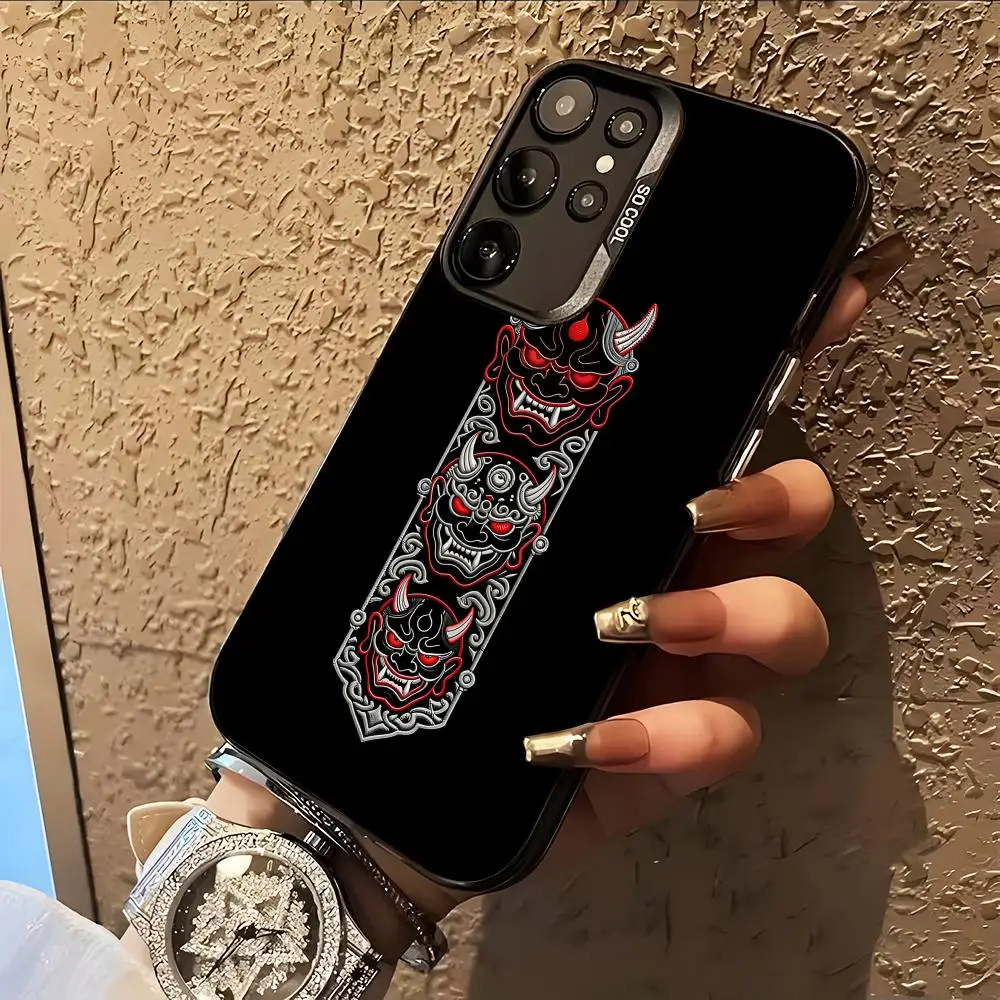 Japan Hannya Phone Case for Samsung Galaxy S26 S25 S24 S23 S22 S21 S20 Note20 Plus Ultra Colorful Silver Cover