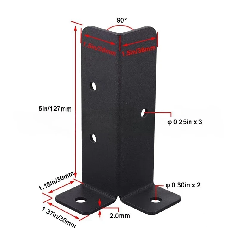 PZHI 4Pcs Adjustable Deck Post Anchor Base Brackets Fence for Pergola Fence Railing Mailbox Pavilion Garden Tool Iron 5inch