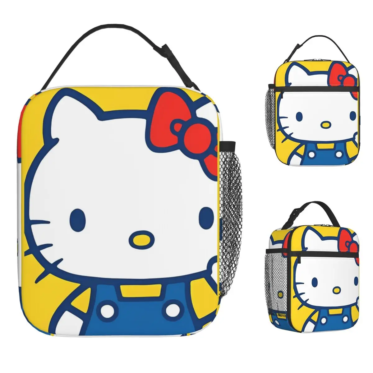 مرحبا كيتي كيف تفعل أكياس الغداء المعزولة حقيبة حرارية   حاوية الوجبات، صندوق غداء عالي السعة، حقيبة حمل للرجال والنساء في النزهة