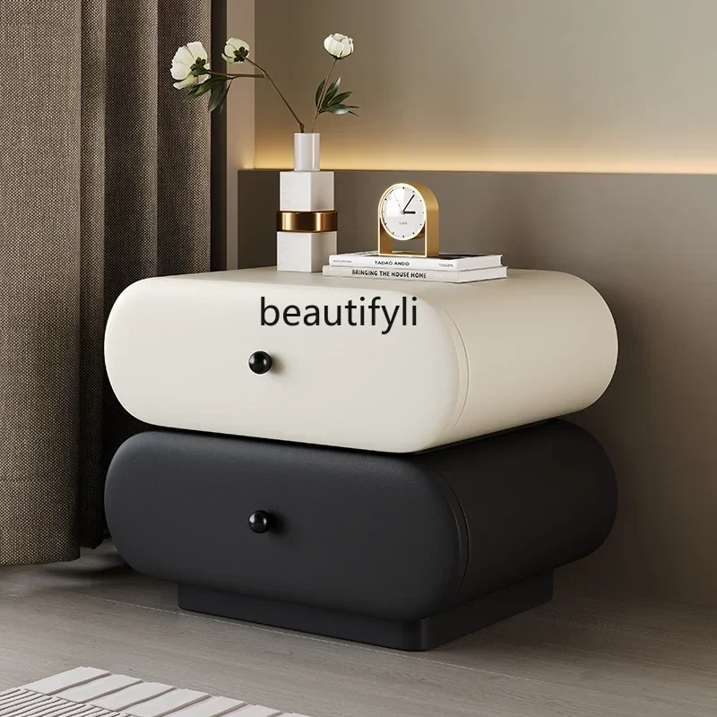 

Italian creative solid wood bedside table light luxury high-end bedroom simple modern bedside storage cabinet