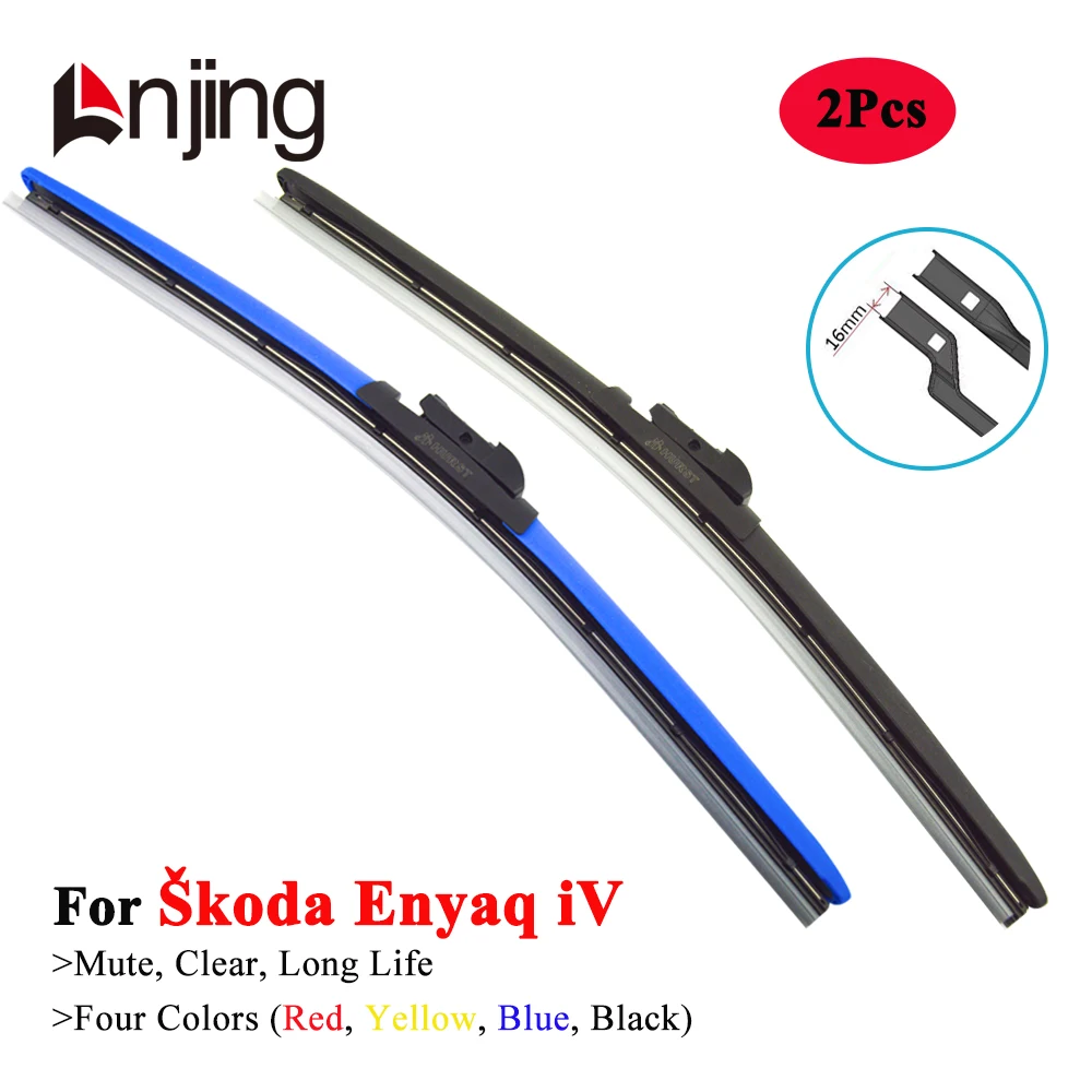 LNJING Colorful Wiper Blades For Skoda Enyaq IV 60 80 2020 2021 2022 2023 2024 Car Exterior Luxury Accessories Windshield Wipers