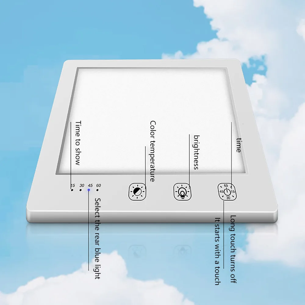 SAD LED 광선요법 조명, 생체 공학 일광 정서 장애 USB 램프, 릴리프 리스리스 피로 요법 조명, 터치 버튼