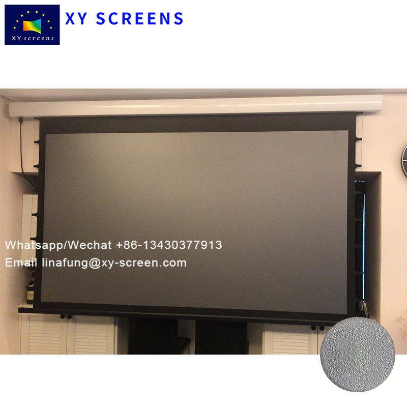 XY Screens High quality Iron Intelligent Electric Motorized ALR Tab Tension Projector Screen for Long Throw Projectors 4K Suppor