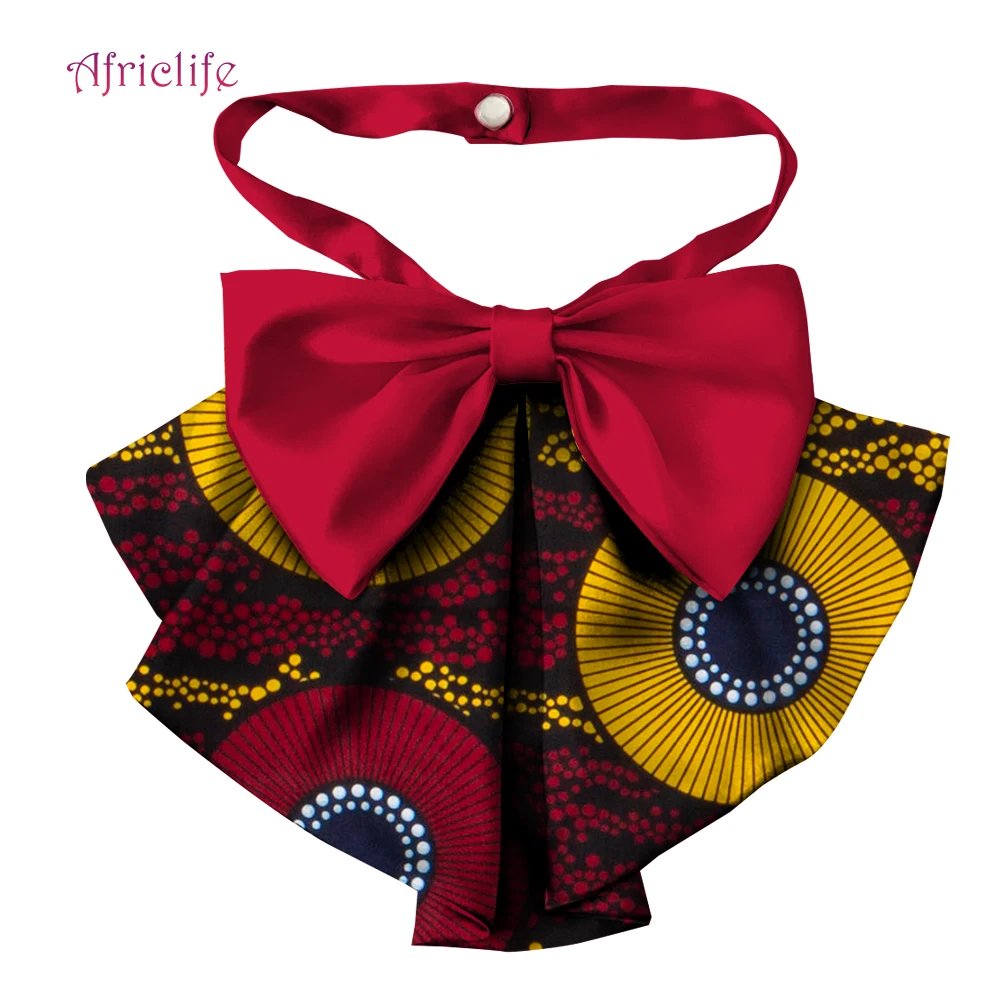 New  African Print Ankara Bow Tie for Women Triangle Ankara Fabric Cravat Africa Tie Falsh Collar Necklace WYB665