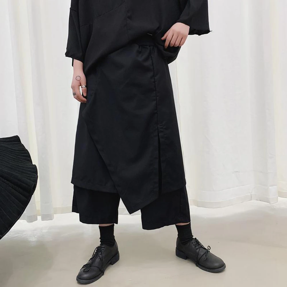 

Мужские весенние брюки Y2K, темные, асимметричные, повседневные, в стиле стритвир, молодежные, для активного отдыха, укороченные шаровары, мужская одежда, новинка 2026 года