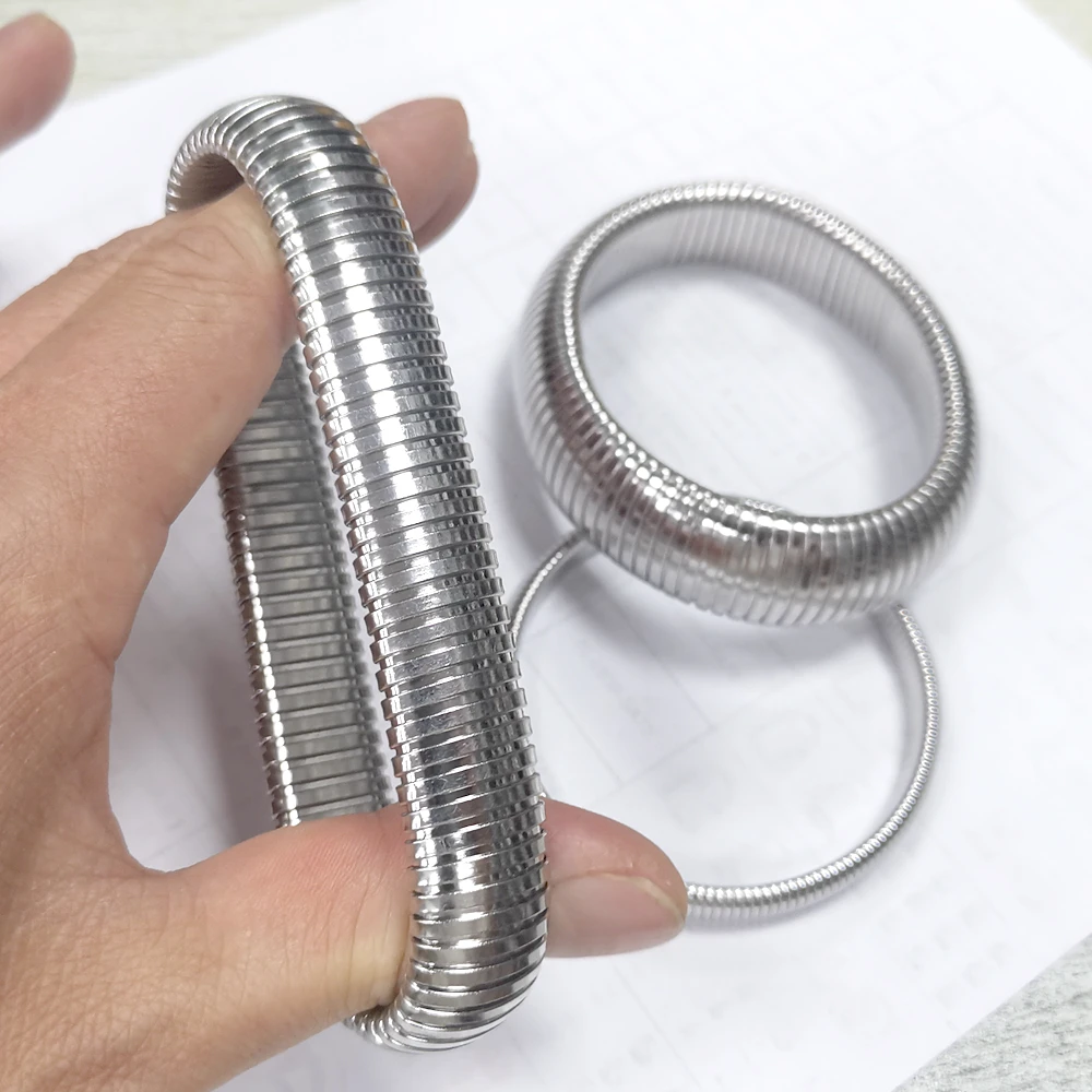 8mm/16mm/ 20mm Stainless Steel Rock Stretchable Spring Bracelet Bangle For Mens Women Gift Silver Cool