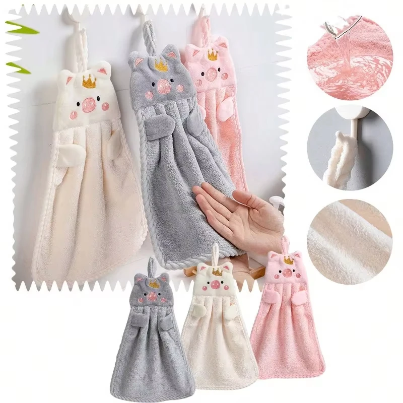 Niedliche Handtücher für Kinder, kleines Schwein, Mikrofaser-Handtuch, saugfähiges Küchentuch für den Haushalt, faules Lappenhandtuch, Handtuch für Erwachsene, Badezimmer