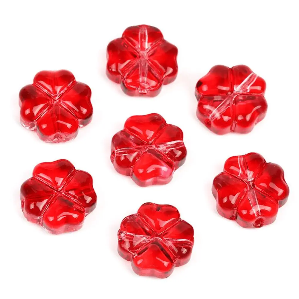 Flat Round Crystal Flower Spacer Beads Clover 10x10mm Miniature Glass Accessories Creative Cute Clover Loose Beads DIY