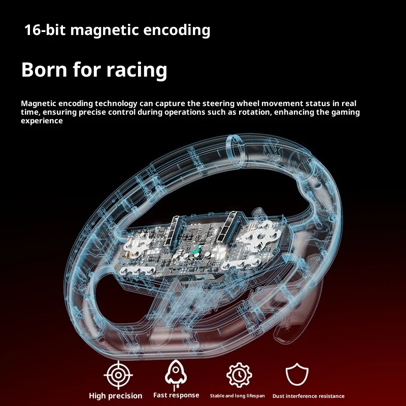 900 Degree Racing Wheel for PS4 PC Switch with 16Bit Magnetic Encoder Formula Style Dual Paddles RGB Light Force Feedback